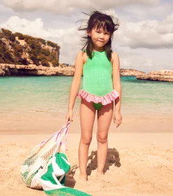Hunza G Baby 2-6 Yrs-Baby Duo Denise Swim - Lime/Bubblegum