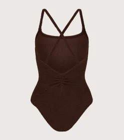 Hunza G Scoop Neck-Bette Swim - Metallic Chocolate