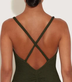 Hunza G Scoop Neck-Bette Swim - Metallic Khaki