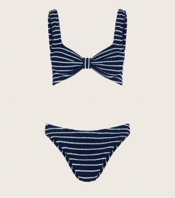 Hunza G Bikini Sets|Bralette-Bonnie Bikini - Navy/White Stripe