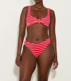 Hunza G Bikini Sets|Bralette-Bonnie Bikini - Red/White Stripe
