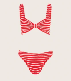 Hunza G Bikini Sets|Bralette-Bonnie Bikini - Red/White Stripe
