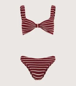 Hunza G Bikini Sets|Bralette-Bonnie Bikini - Wine/White Stripe