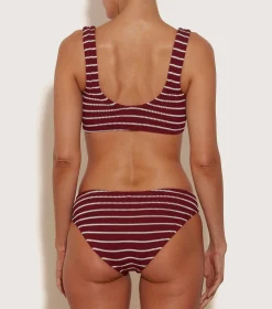 Hunza G Bikini Sets|Bralette-Bonnie Bikini - Wine/White Stripe