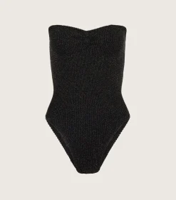 Hunza G Strapless-Brooke Lurex Swim - Black/Gold