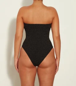 Hunza G Strapless-Brooke Lurex Swim - Black/Gold