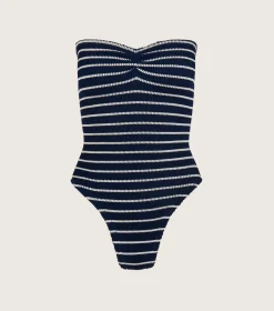 Hunza G Strapless-Brooke Swim - Navy/White Stripe