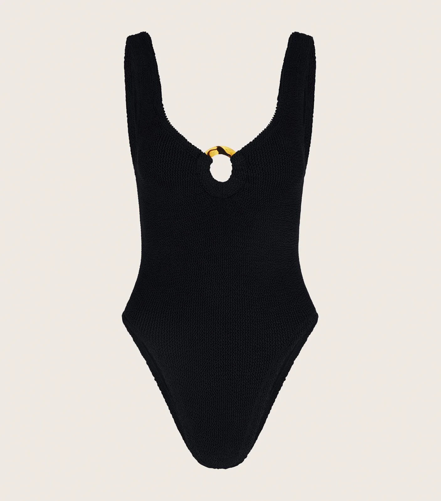 Hunza G V Neck-Celine Swim - Black