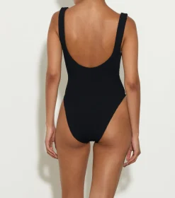 Hunza G V Neck-Celine Swim - Black