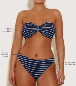 Hunza G Bikini Sets|Bandeau-Coverage Jean Bikini - Navy/White Stripe
