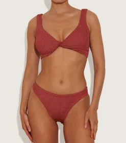 Hunza G Bikini Sets|Bralette-Coverage Juno Bikini - Metallic Rosewood
