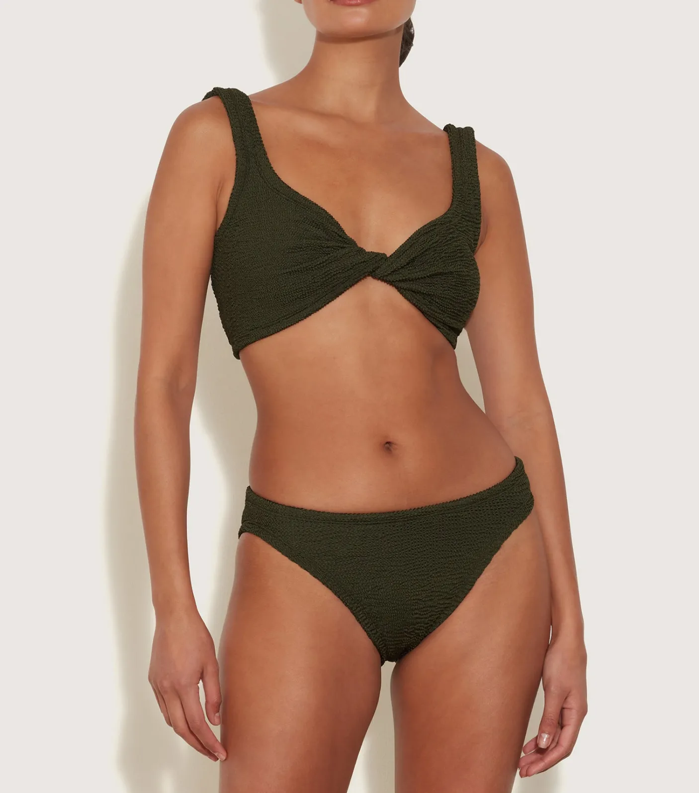 Hunza G Bikini Sets|Bralette-Coverage Juno Bikini - Metallic Khaki