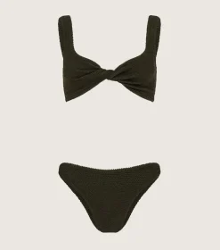 Hunza G Bikini Sets|Bralette-Coverage Juno Bikini - Metallic Khaki