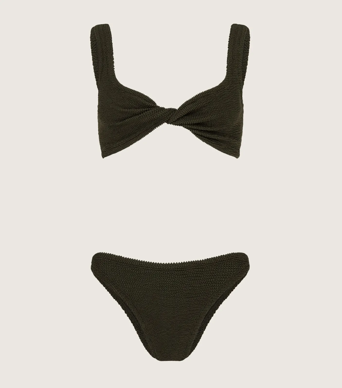 Hunza G Bikini Sets|Bralette-Coverage Juno Bikini - Metallic Khaki