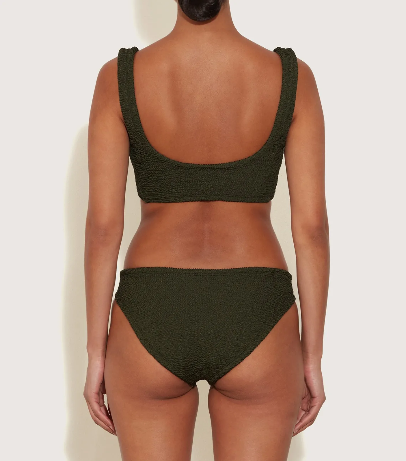 Hunza G Bikini Sets|Bralette-Coverage Juno Bikini - Metallic Khaki