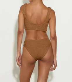 Hunza G Bikini Sets|Bralette-Coverage Juno Bikini - Metallic Cocoa