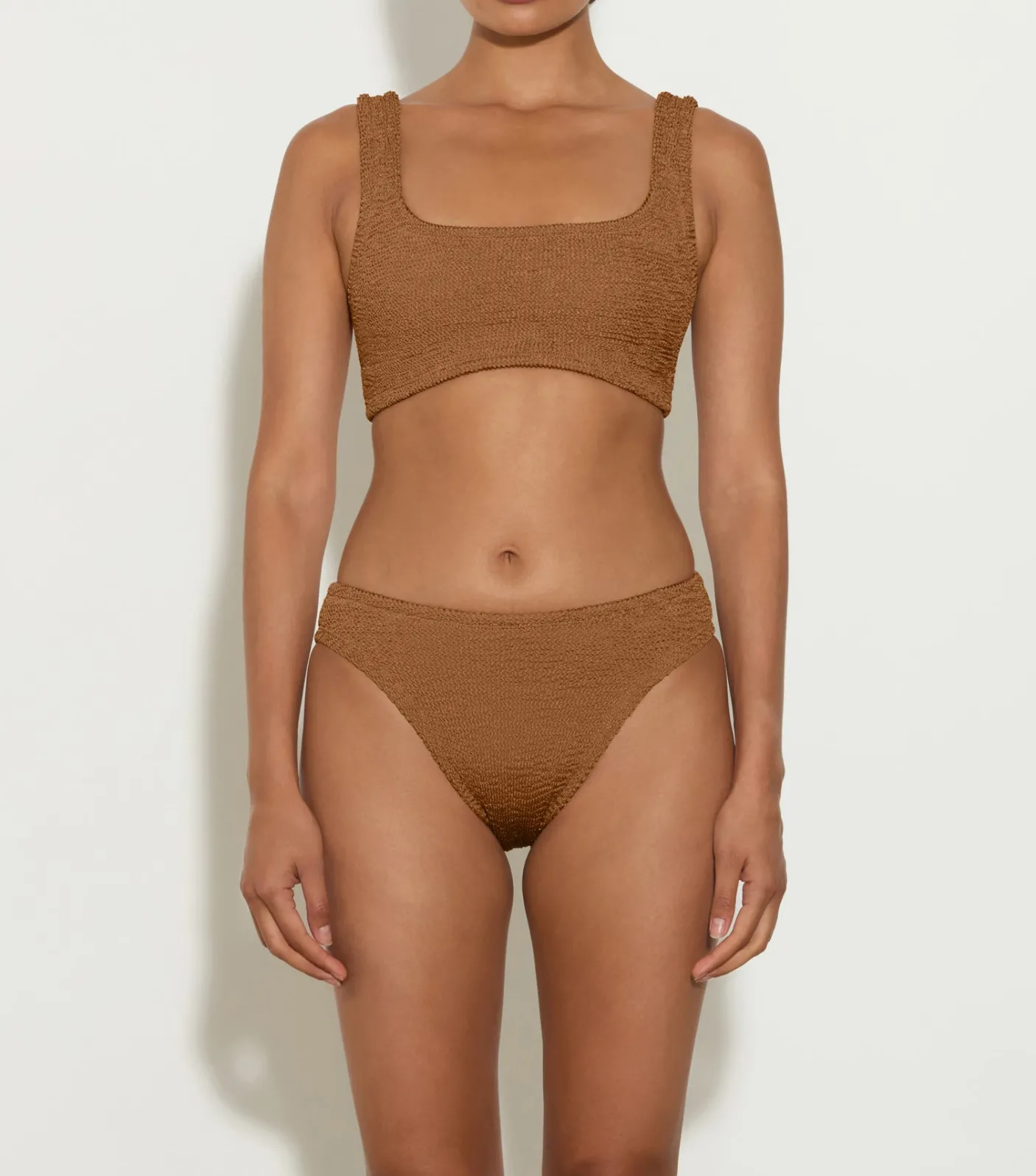 Hunza G Bikini Sets|Bralette-Coverage Xandra Bikini - Metallic Cocoa