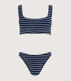 Hunza G Bikini Sets|Bralette-Coverage Xandra Bikini - Navy/White Stripe