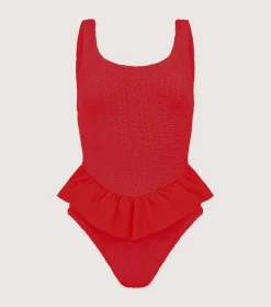 Hunza G Scoop Neck-Denise Swim - Red