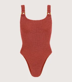 Hunza G Scoop Neck-Domino Swim - Metallic Rosewood