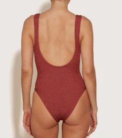 Hunza G Scoop Neck-Domino Swim - Metallic Rosewood