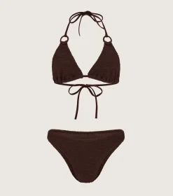 Hunza G Triangle|Bikini Sets-Eva Bikini - Metallic Chocolate