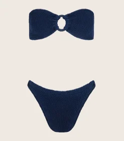 Hunza G Bikini Sets-Gloria Bikini With Tonal Hoops - Navy