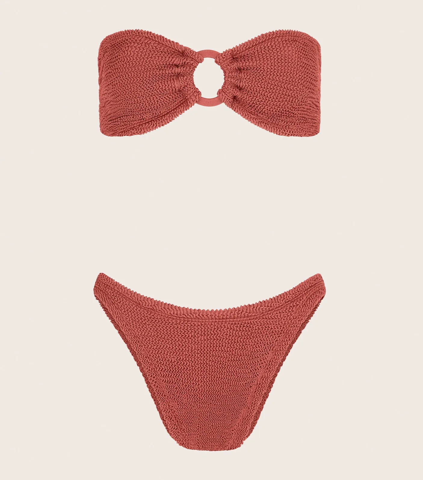 Hunza G Bikini Sets|Bandeau-Gloria Bikini With Tonal Hoops - Metallic Rosewood