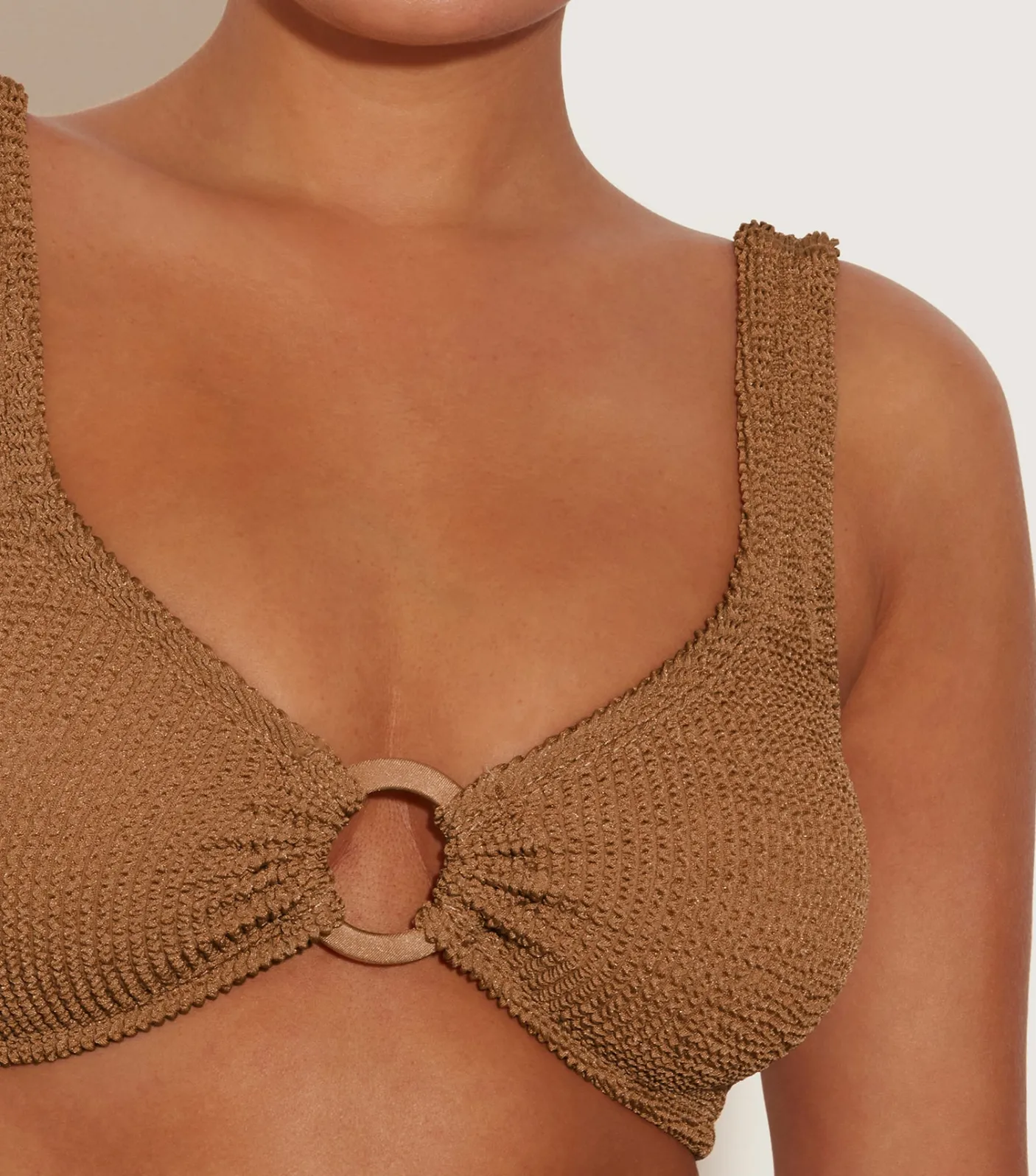 Hunza G Bikini Sets|Bralette-Hallie Bikini - Metallic Cocoa