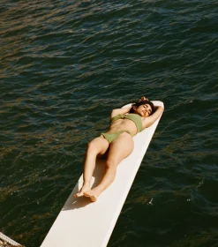 Hunza G Bikini Sets|Bralette-Hallie Bikini - Metallic Moss