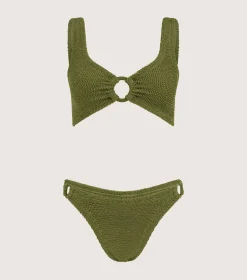 Hunza G Bikini Sets|Bralette-Hallie Bikini - Metallic Moss