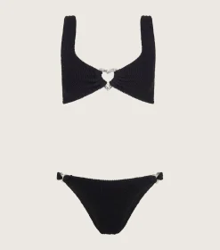 Hunza G Bikini Sets|Bralette-Heather Bikini - Black