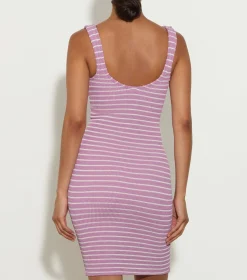 Hunza G Dresses- X Helena Christensen Stripe Tank Dress - Lavender/White