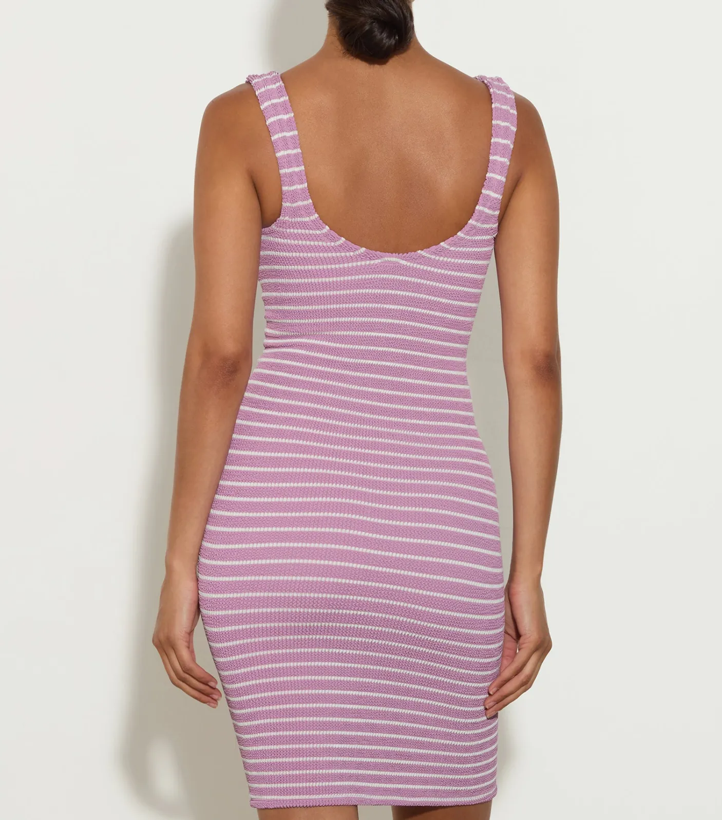 Hunza G Dresses- X Helena Christensen Stripe Tank Dress - Lavender/White