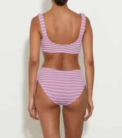 Hunza G Bikini Sets|Bralette- X Helena Christensen Xandra Stripe Bikini - Lavender/White