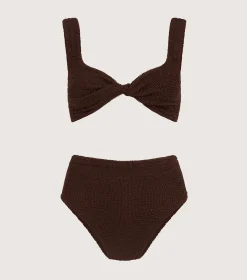 Hunza G Bikini Sets|Bralette-Jamie Bikini - Metallic Chocolate