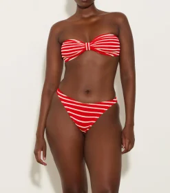 Hunza G Bikini Sets|Bandeau-Jean Bikini - Red/White Stripe