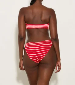 Hunza G Bikini Sets|Bandeau-Jean Bikini - Red/White Stripe