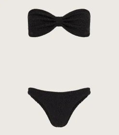 Hunza G Bikini Sets|Bandeau-Jean Lurex Bikini - Black/Gold