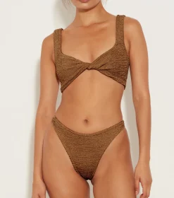 Hunza G Bikini Sets|Bralette-Juno Bikini - Metallic Cocoa
