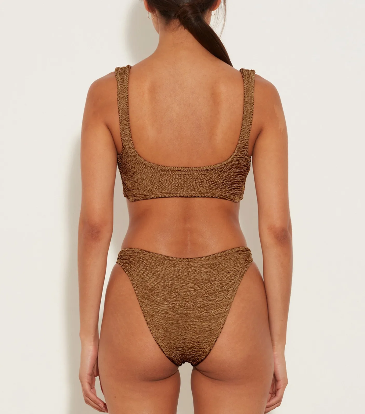 Hunza G Bikini Sets|Bralette-Juno Bikini - Metallic Cocoa