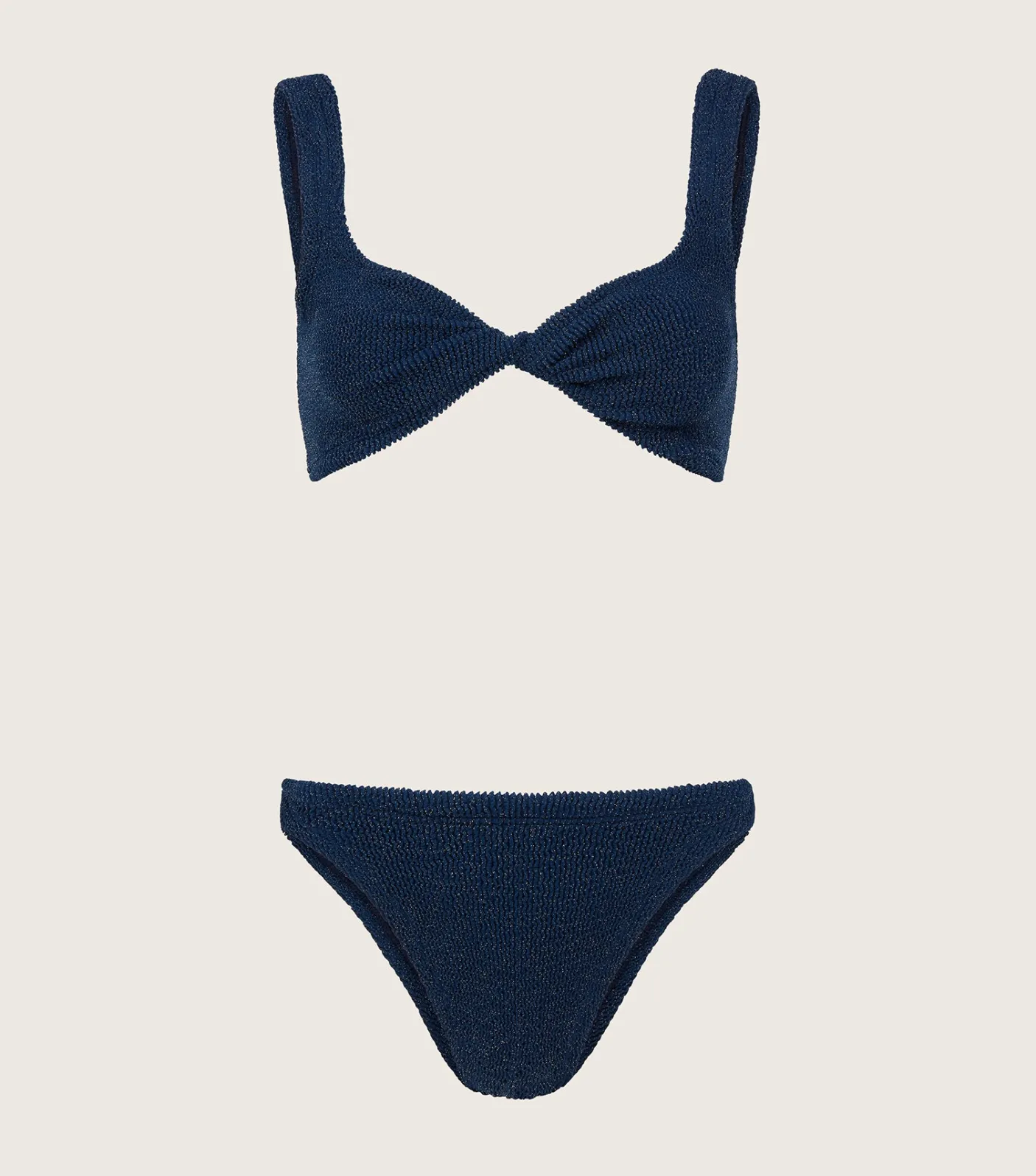 Hunza G Bikini Sets|Bralette-Juno Lurex Bikini - Navy/Silver