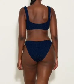 Hunza G Bikini Sets|Bralette-Juno Lurex Bikini - Navy/Silver