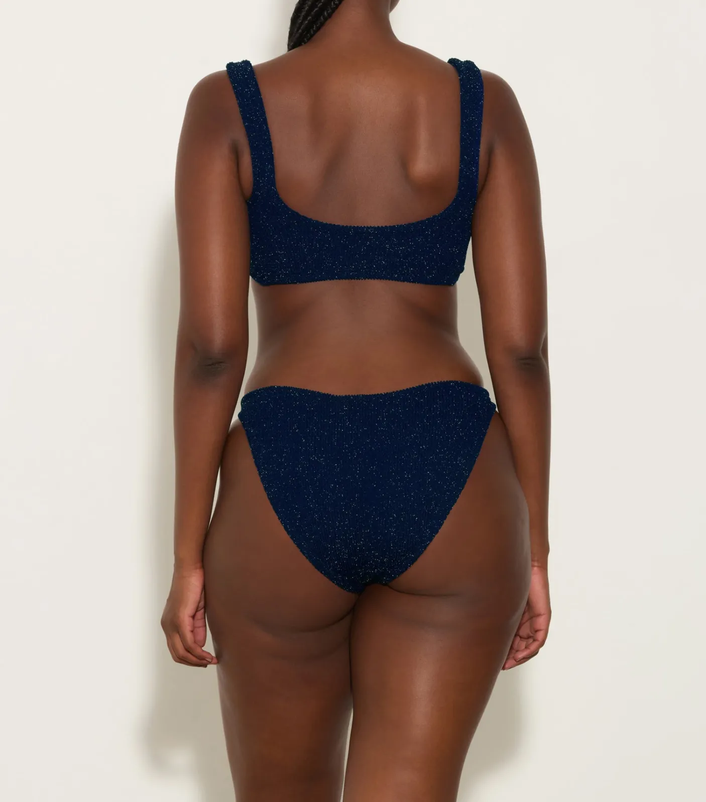 Hunza G Bikini Sets|Bralette-Juno Lurex Bikini - Navy/Silver