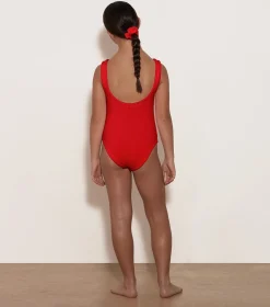 Hunza G Kids - 7-12 Yrs-Kids Classic Swim - Red