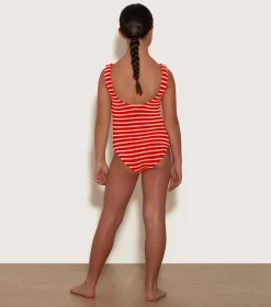 Hunza G Kids - 7-12 Yrs-Kids Classic Swim - Red/White Stripe