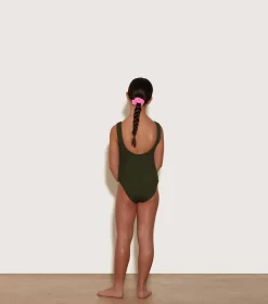 Hunza G Kids - 7-12 Yrs-Kids Domino Swim - Metallic Khaki