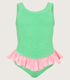 Hunza G Kids - 7-12 Yrs-Kids Duo Denise Swim - Lime/Bubblegum
