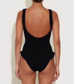Hunza G V Neck-Lisa Swim - Black