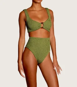 Hunza G Bikini Sets|Bralette-Nadine Bikini - Metallic Moss